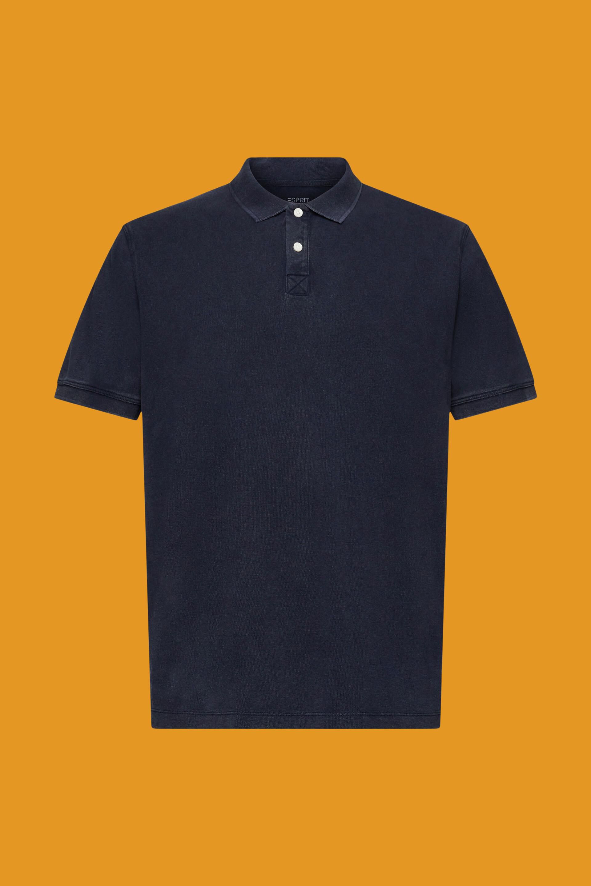 ESPRIT - Stone-washed cotton pique polo shirt at our online shop