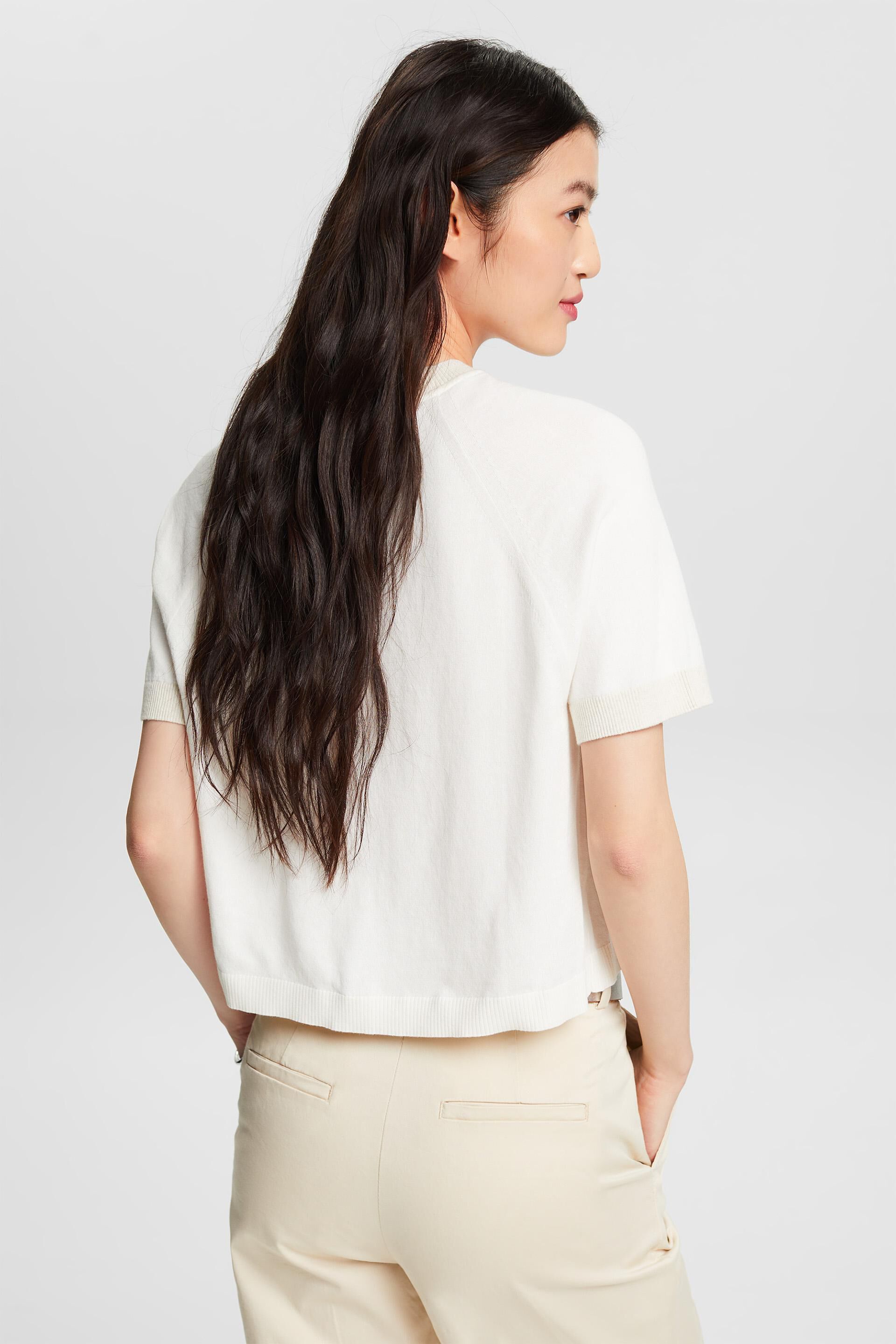 ESPRIT - Two-Tone Short-Sleeve Sweater at our online shop