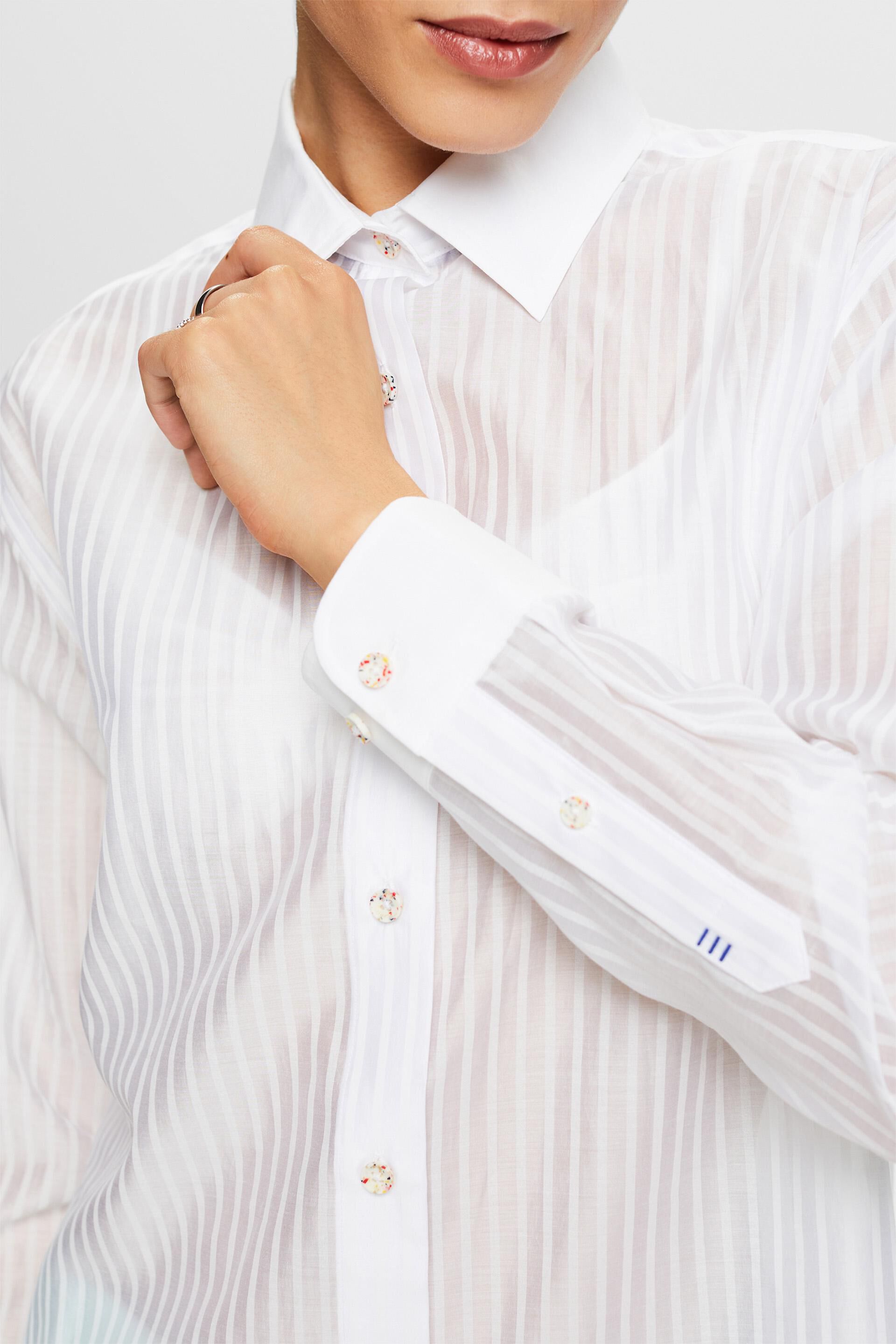 ESPRIT - Sheer Striped Button-Down Shirt at our online shop