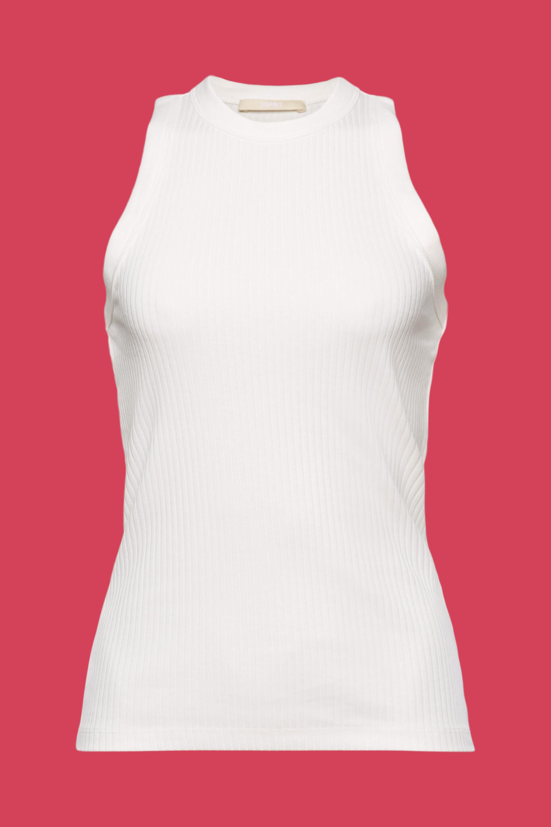 ESPRIT - Ribbed tank top with ruffles at our online shop