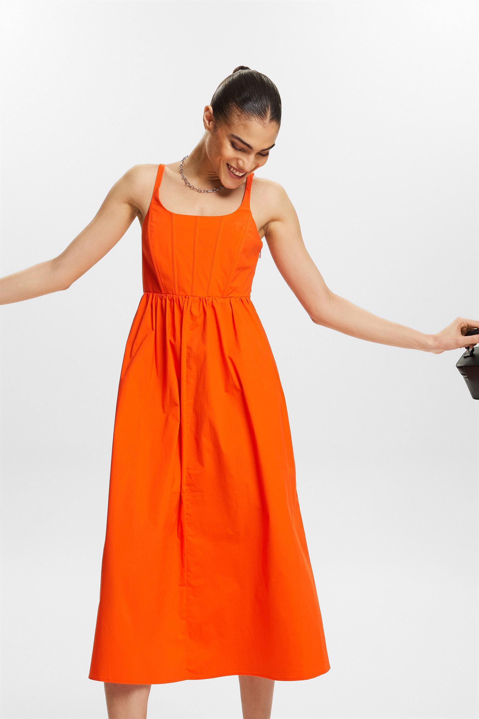 ESPRIT - Boned Poplin Midi Dress at our online shop