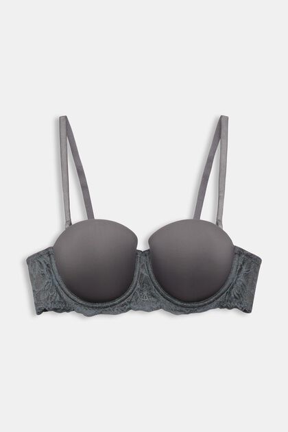 Grey cotton underwired push-up bra, Promotions
