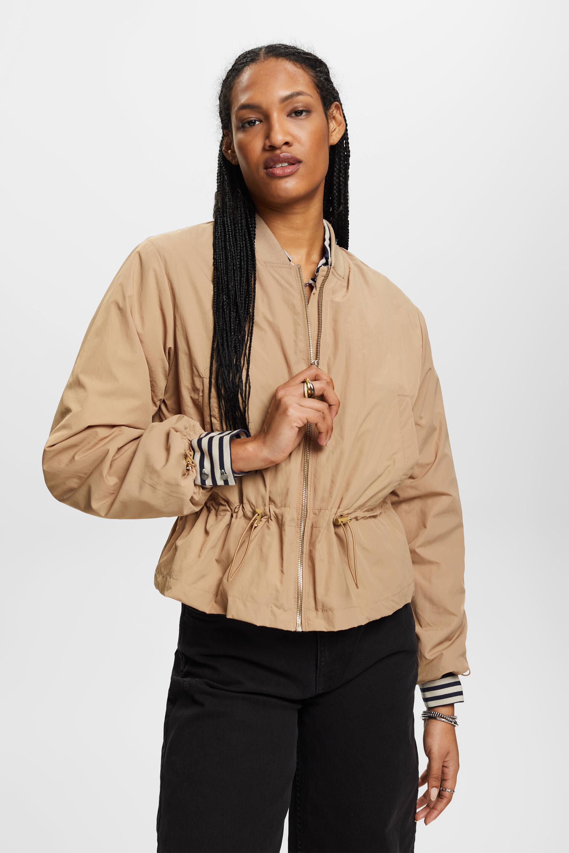 ESPRIT - Bomber jacket with drawstring waist at our online shop