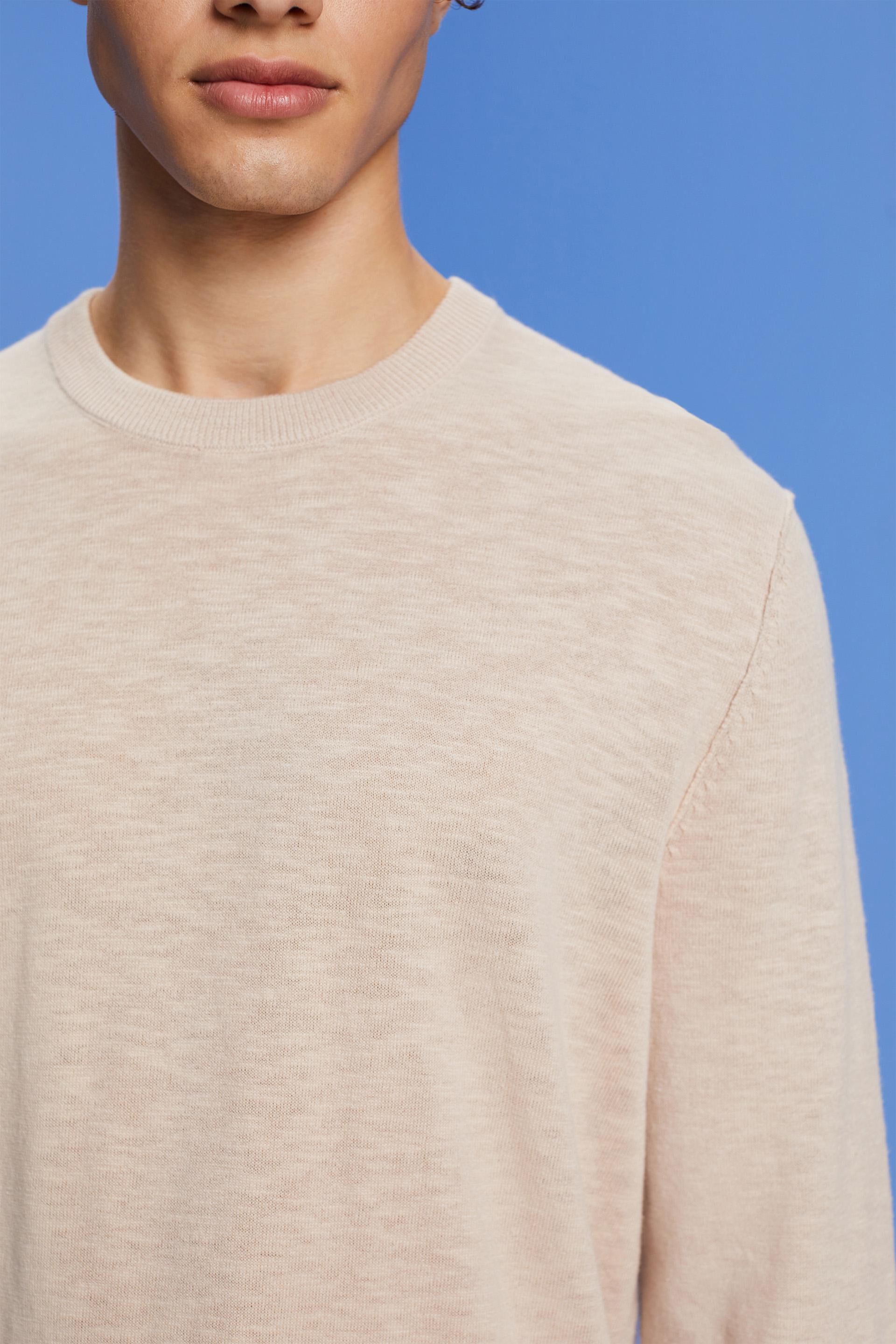 ESPRIT - Crewneck jumper, cotton-linen blend at our online shop