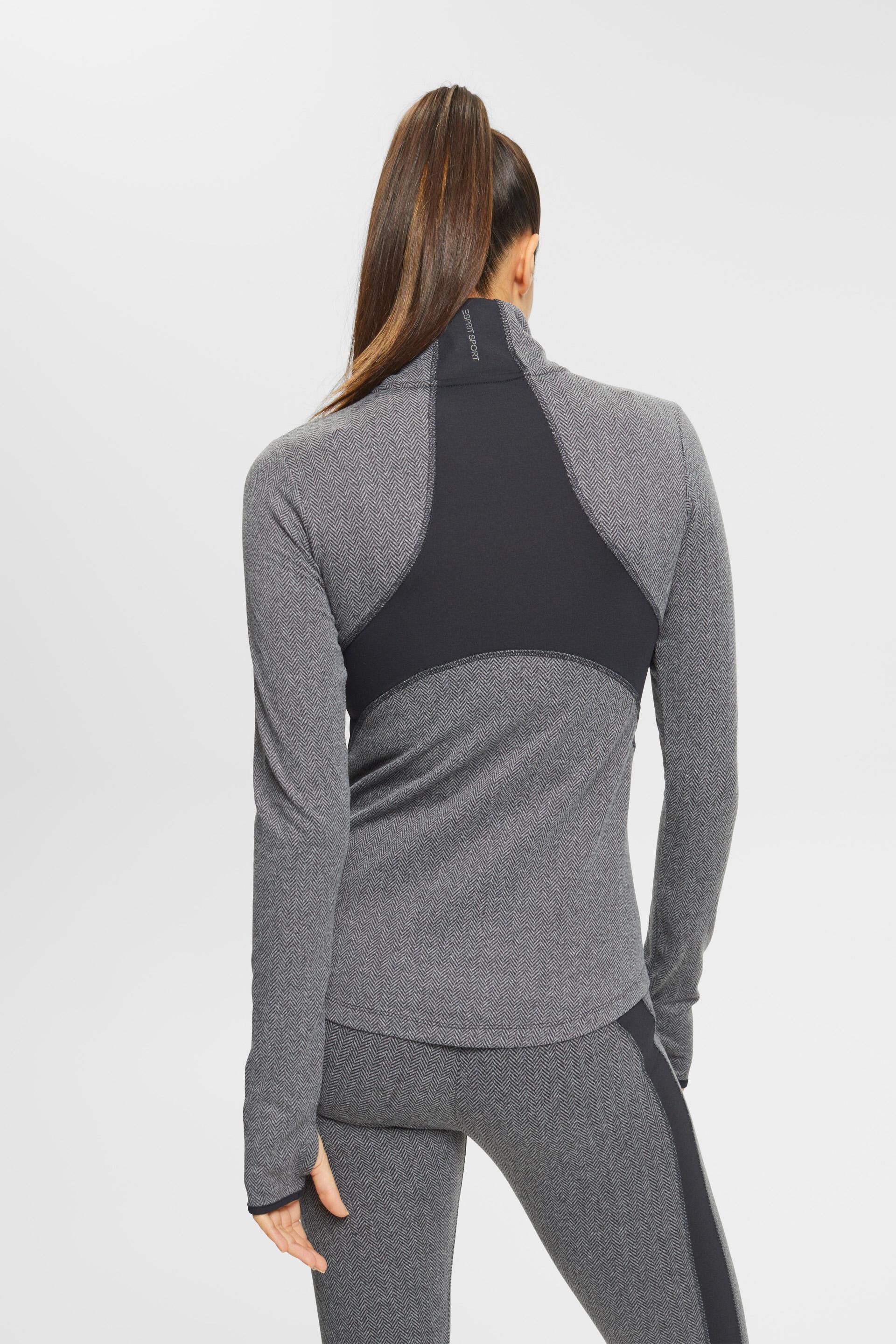 ESPRIT - Half-zip long sleeve top with herringbone pattern at our 