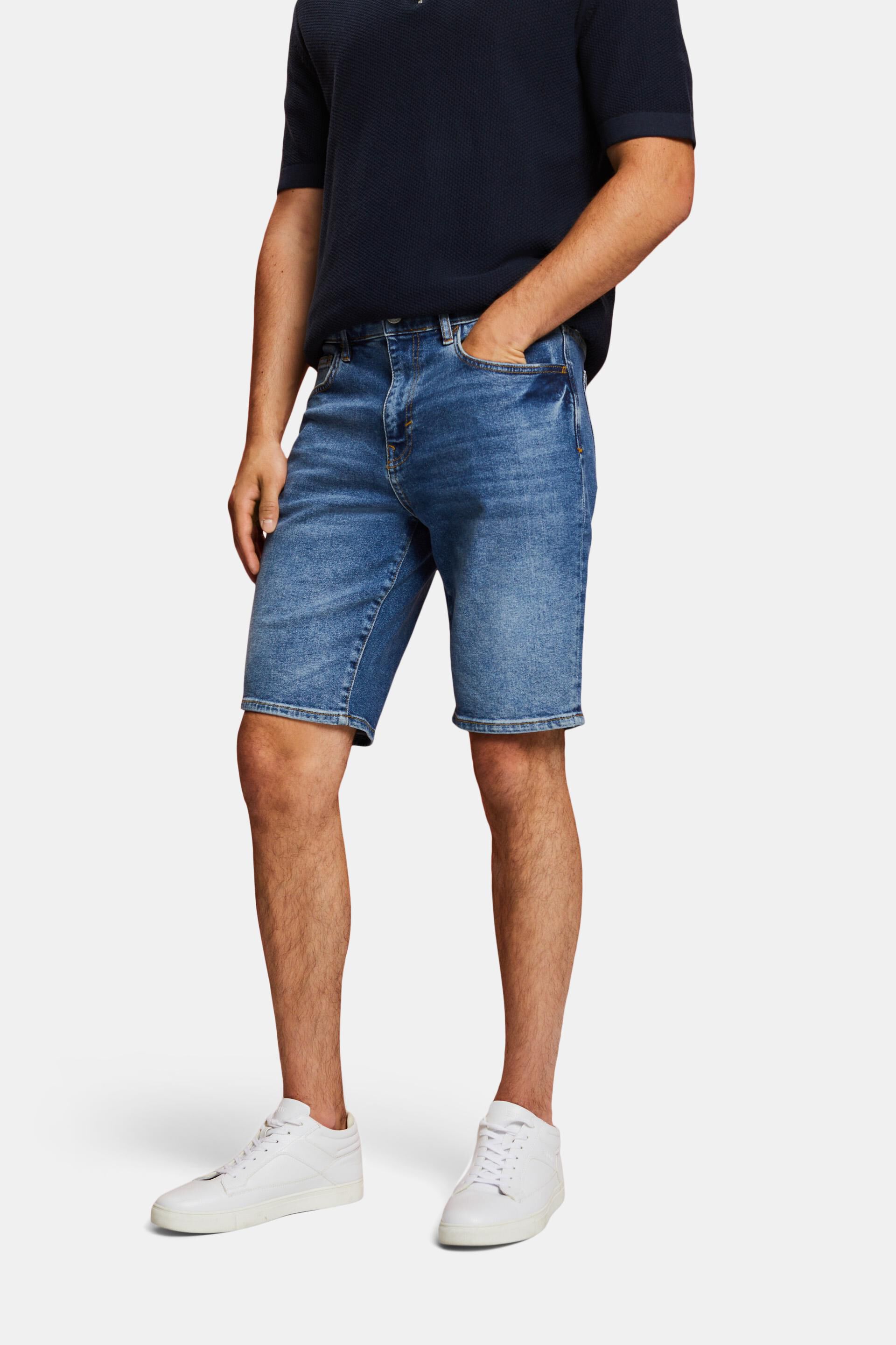Ben Martin Men's Regular Fit Knee Length Grey Casual Wear Denim Shorts Size  36,Size 36
