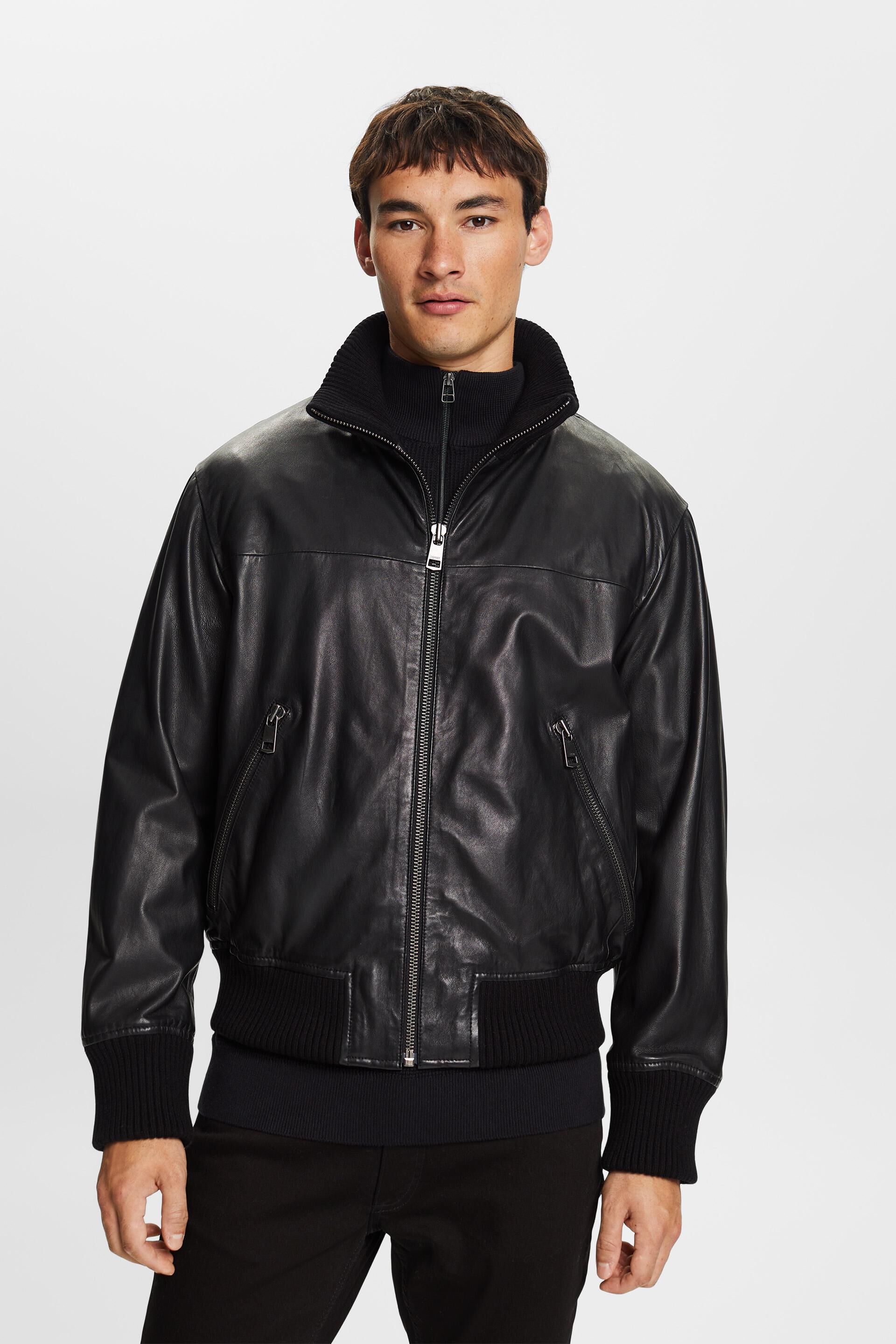 ESPRIT - Leather Bomber Jacket at our online shop