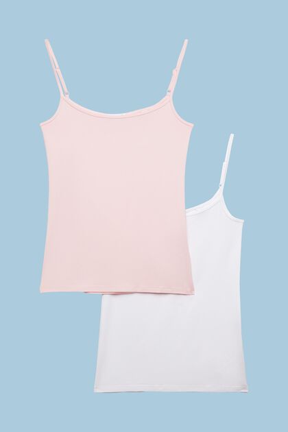 ESPRIT - Ribbed tank top with ruffles at our online shop