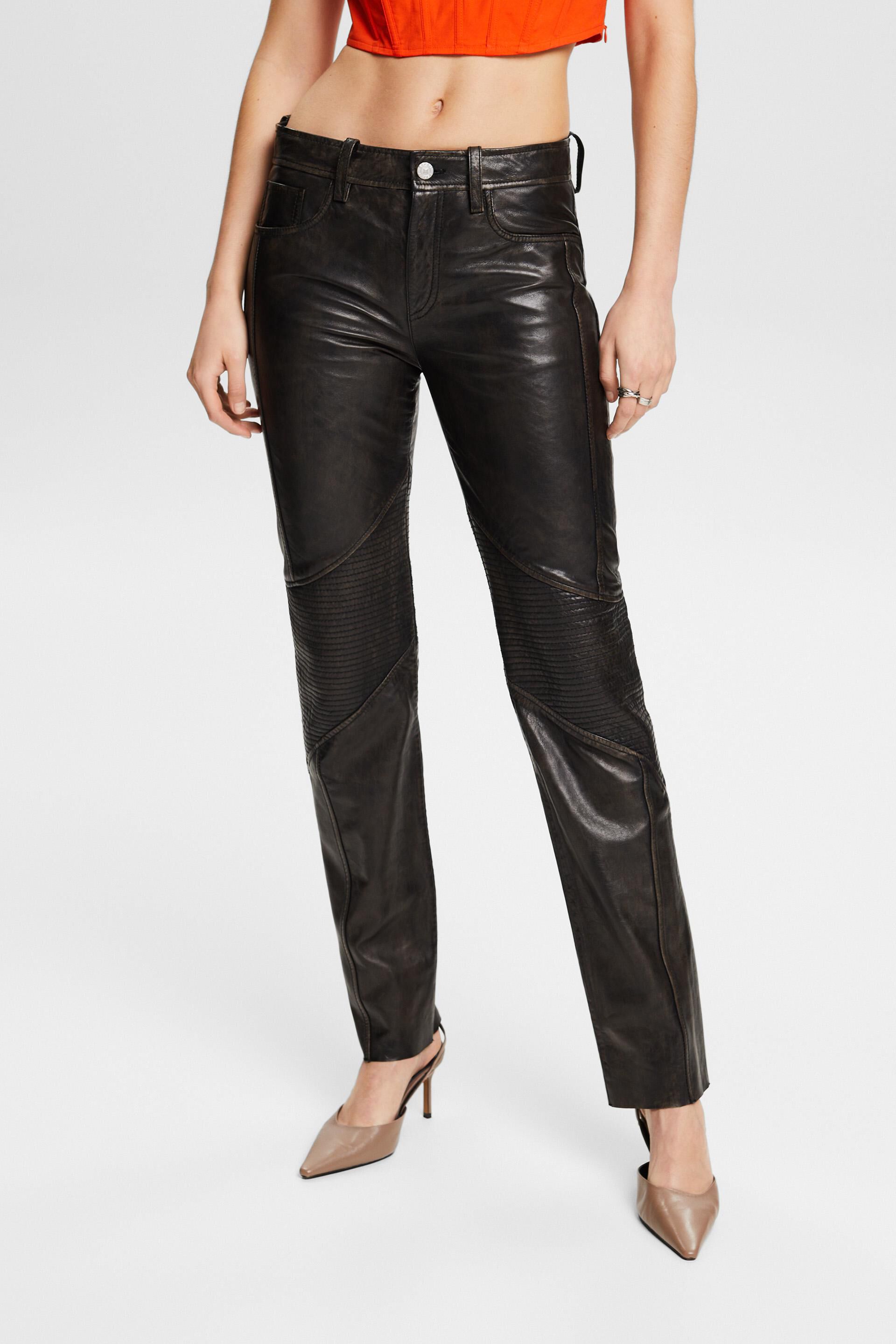 ESPRIT - Mid-Rise Straight Leather Pants at our online shop