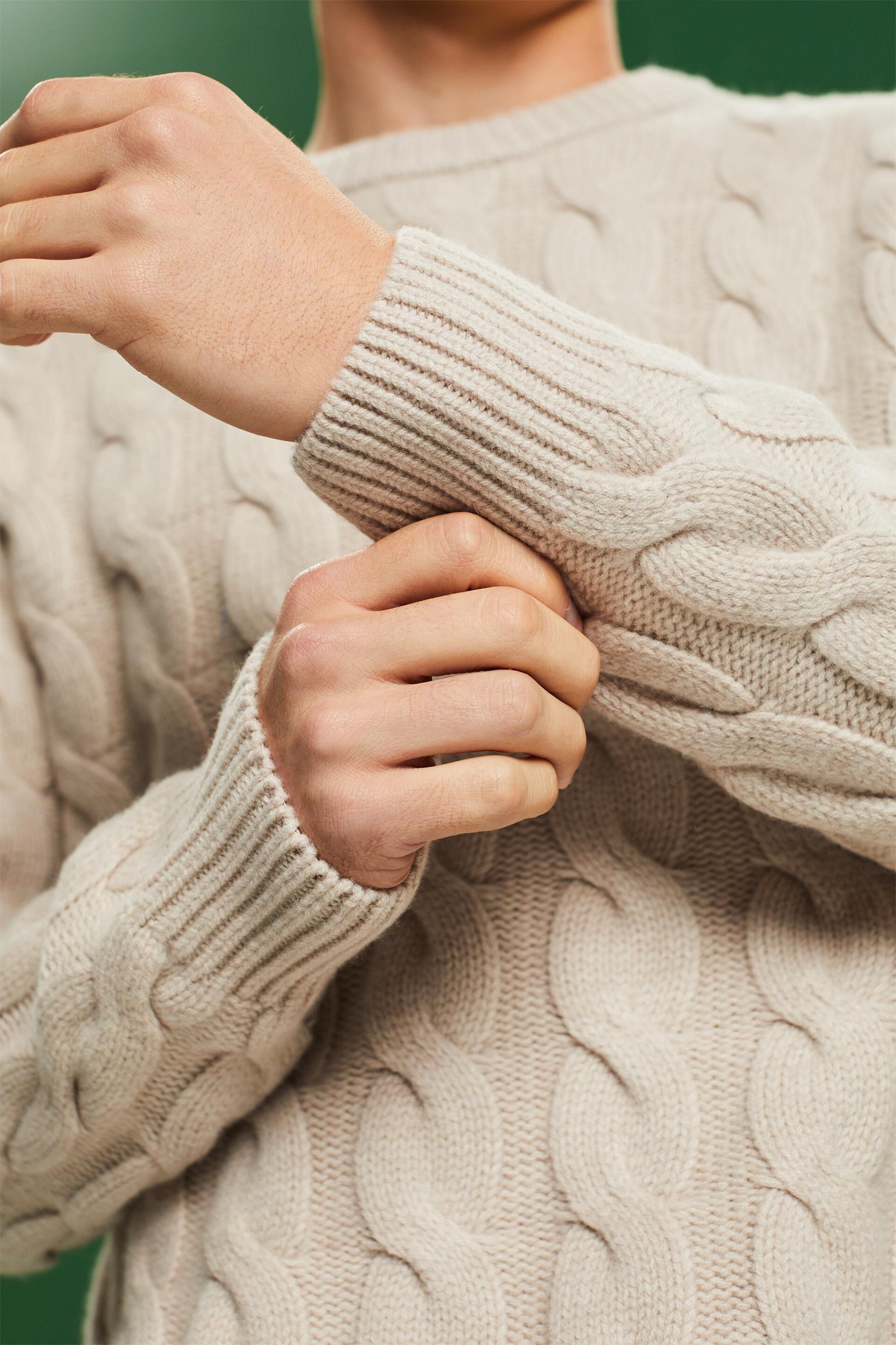 ESPRIT - Wool Cable Knit Sweater at our online shop