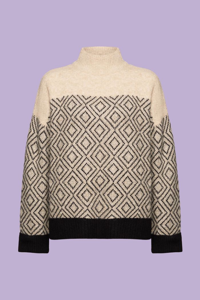 Denim & Co. Jacquard Mock Neck Pullover Sweater 