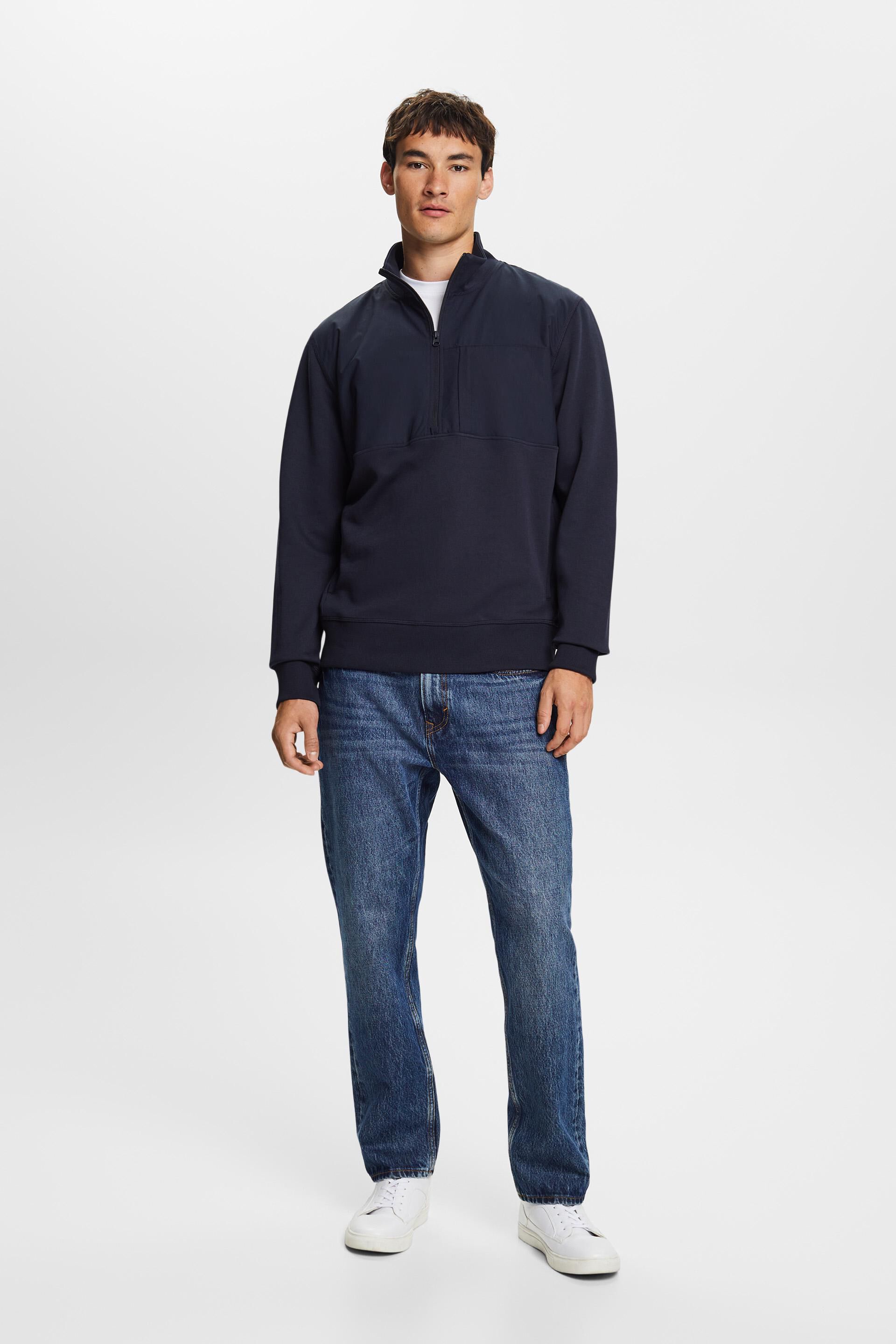 Navy zip sales sweatshirt