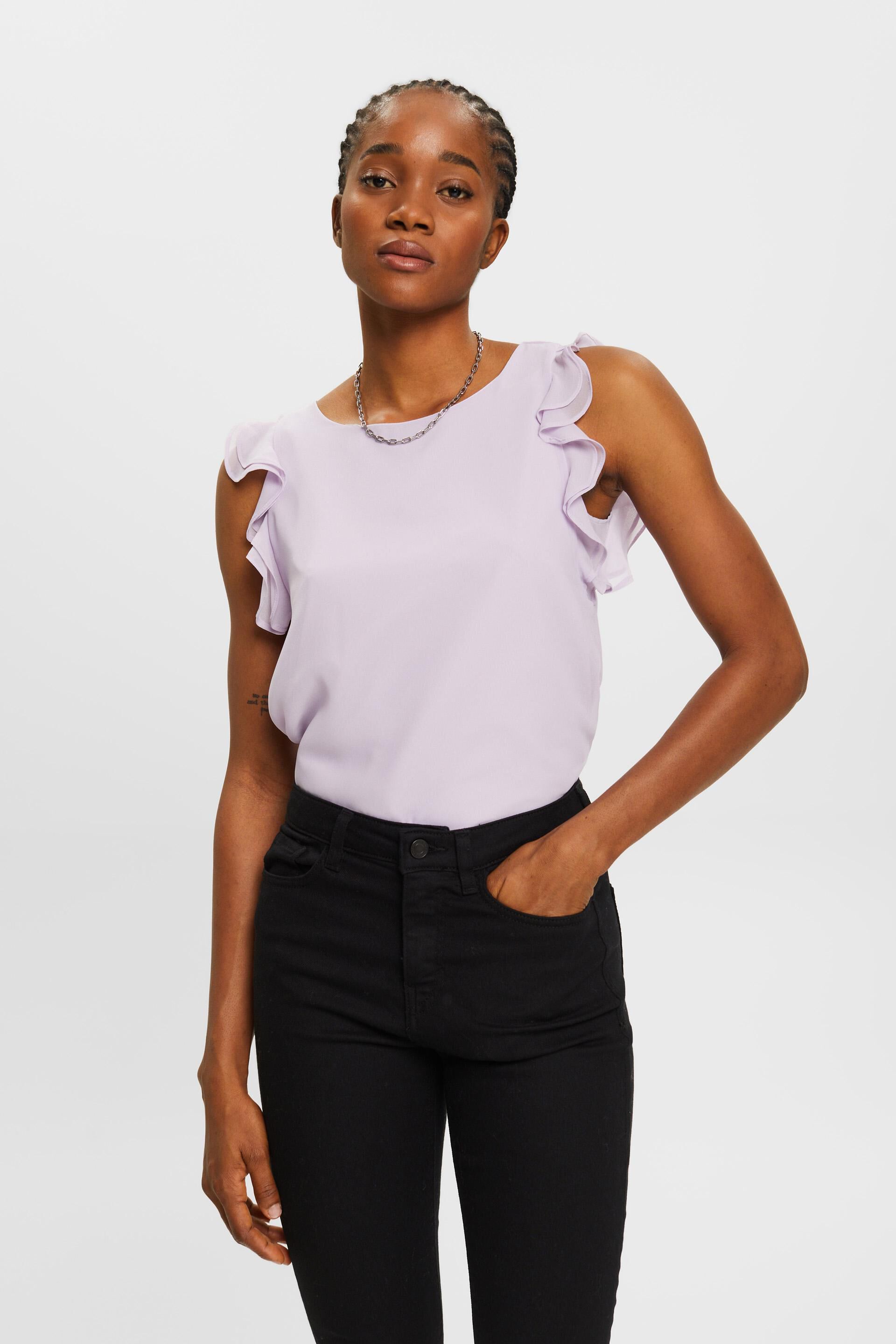 ESPRIT - Chiffon blouse with ruffles at our online shop