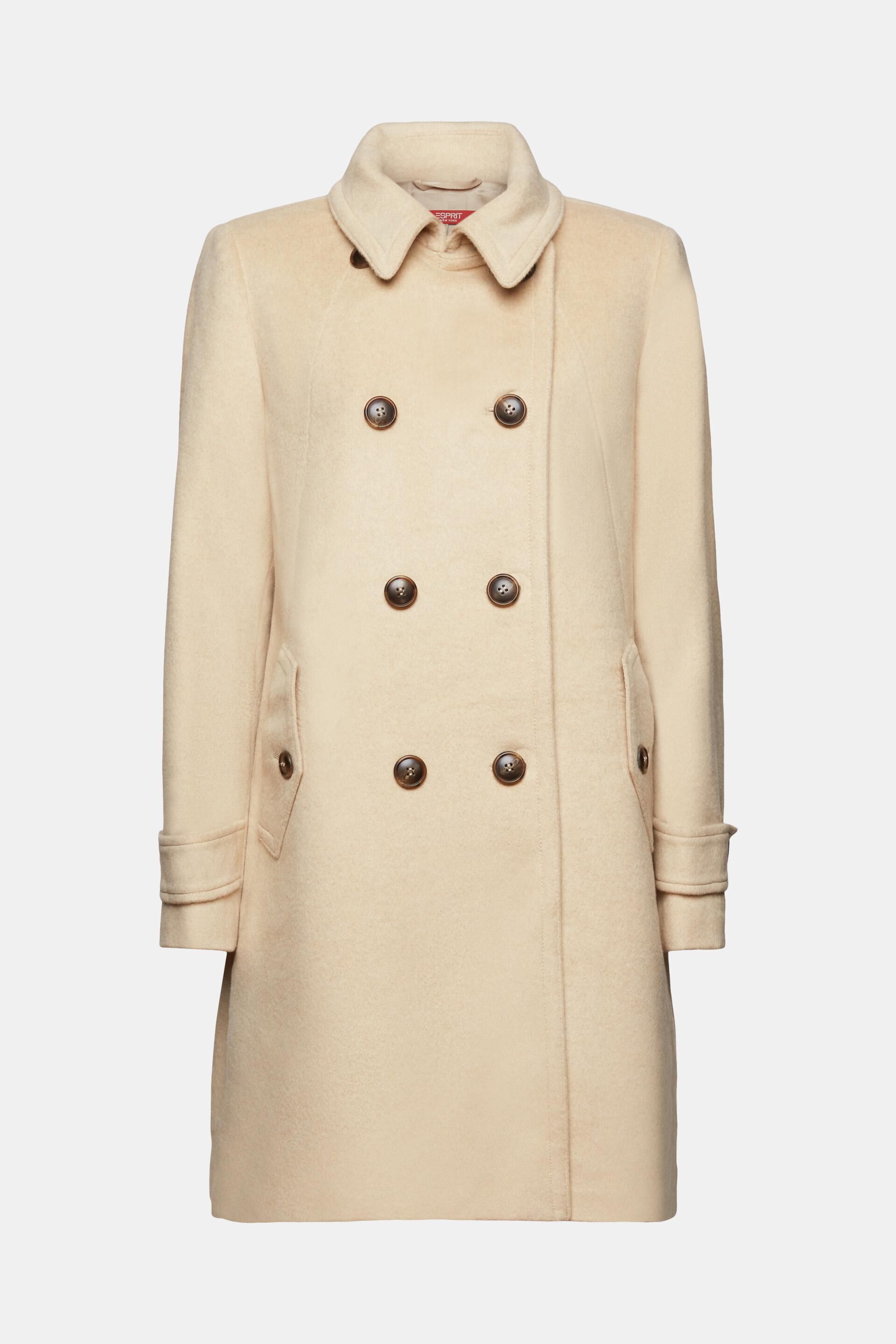 ESPRIT - Recycled: wool blend coat with cashmere at our online shop