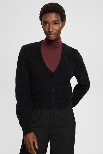 ESPRIT - Cable knit cardigan with wool and alpaca at our online shop